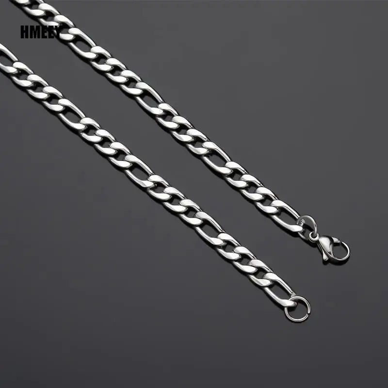 Men's Stainless Steel Link Figaro Chain Necklace for Women High Quality Waterproof Choker Silver Color Jewelry Accessories Gift