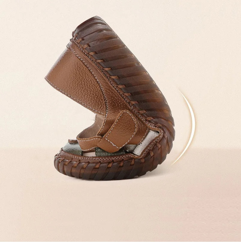 Newest gladiator summer sandals women's big size 43 woman real leather sandals ladies patchwork strap Non-slip flats