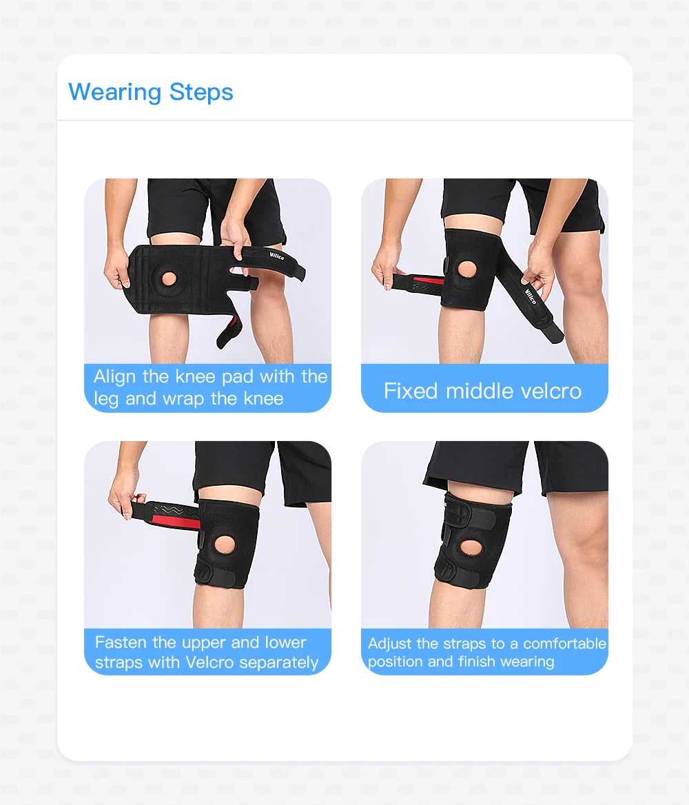 Knee Brace with Side Stabilizers Breathable Adjustable Knee Support Suitable for Sport Training and Knee Pain