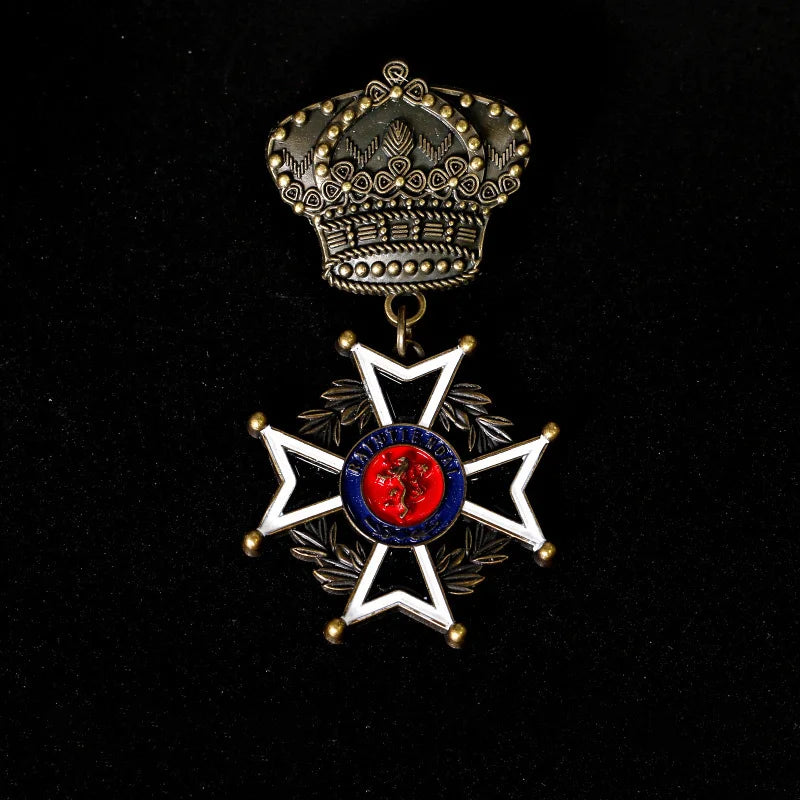 Hot selling trendy product Instagram style coat badge clothing accessories Cross Crown Medal brooch