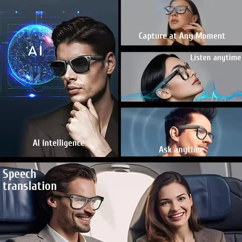 6K HD AI Camera Glasses 800MP Photochromic Multifunctional Smart Glasses Bluetooth Calling Photo Video ChatGPT Music Translation