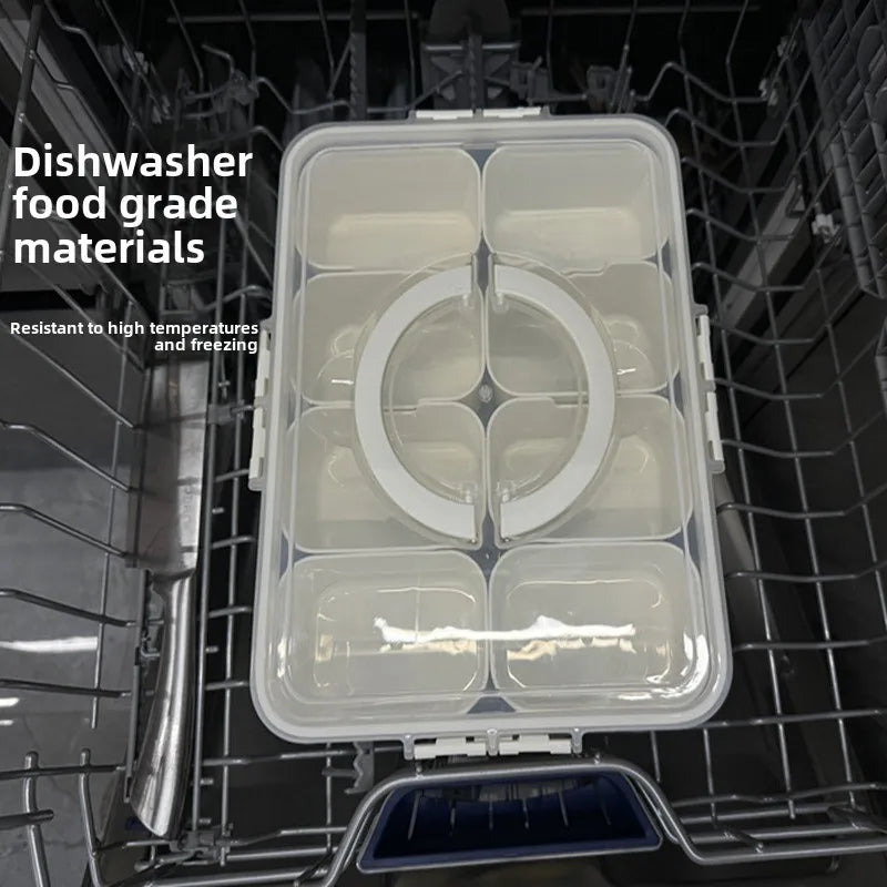 Divided Serving Tray with Lid , Food Storage Container, Snack Box, 4/8 Compartment Snack Containers, Fruit Storage Containers
