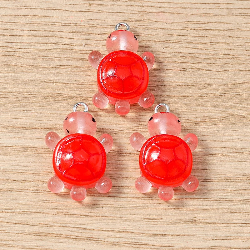 10pcs 16x25mm Cartoon Animal Charms Candy Colors Resin Turtle Charms Pendant for Jewelry Making Earrings Necklace DIY Craft Gift