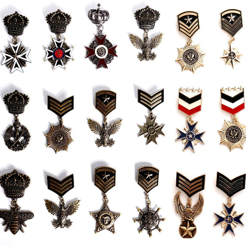Hot selling trendy product Instagram style coat badge clothing accessories Cross Crown Medal brooch