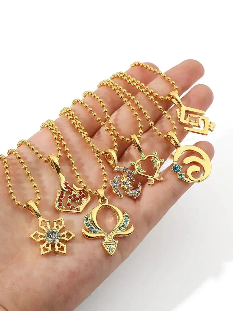 Fashion Genshin Impact Necklace Accessories Pyro Hydro Anemo Eye of God Element Symbol Game Gift For Friends Fan Jewelry