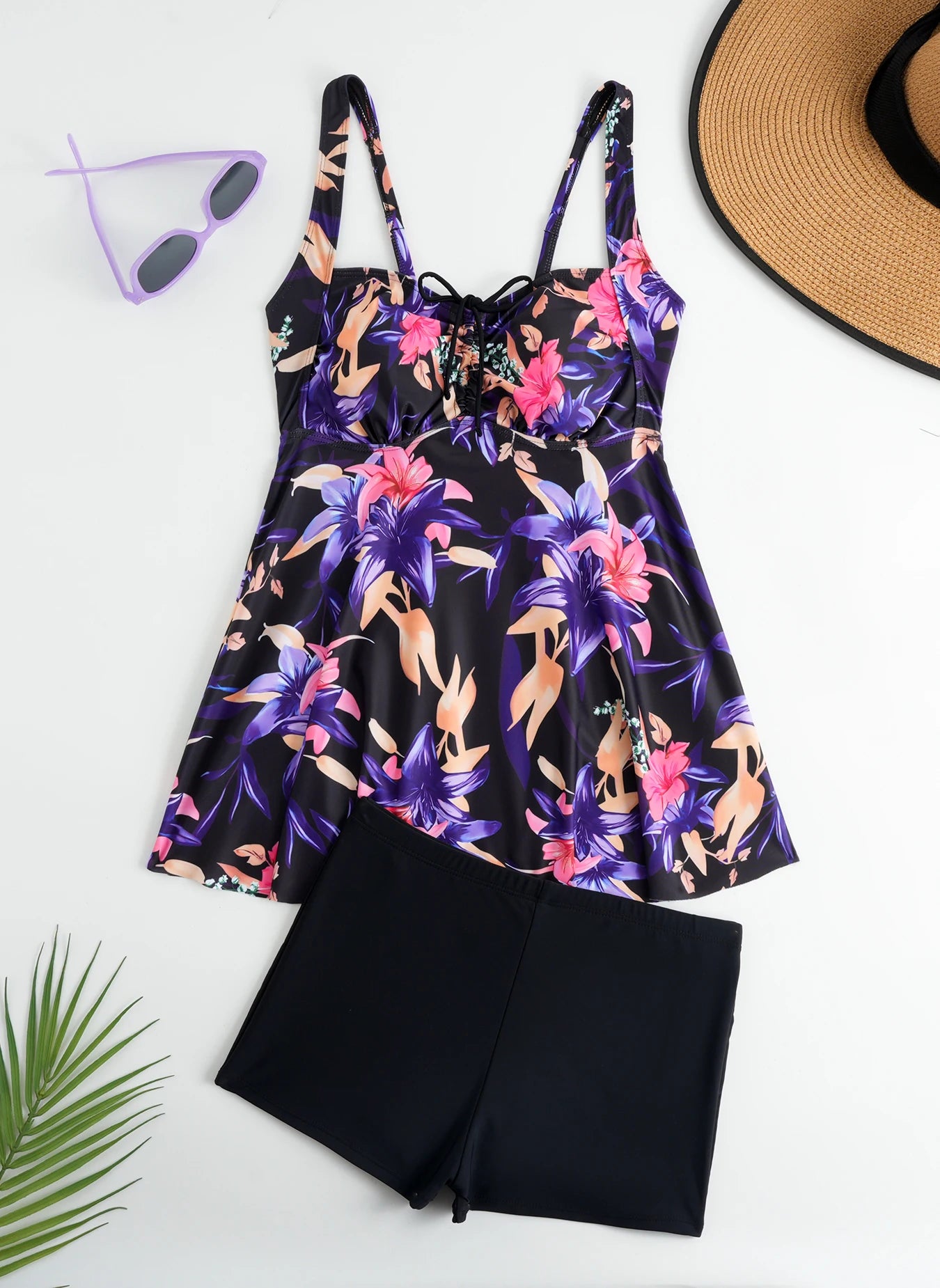 Tankini Set 2026 Two Pieces Swimsuit Women Beach Dress Printed Swimwear Female Bathers Bathing Swimming Swim Suit Beachwear XXL