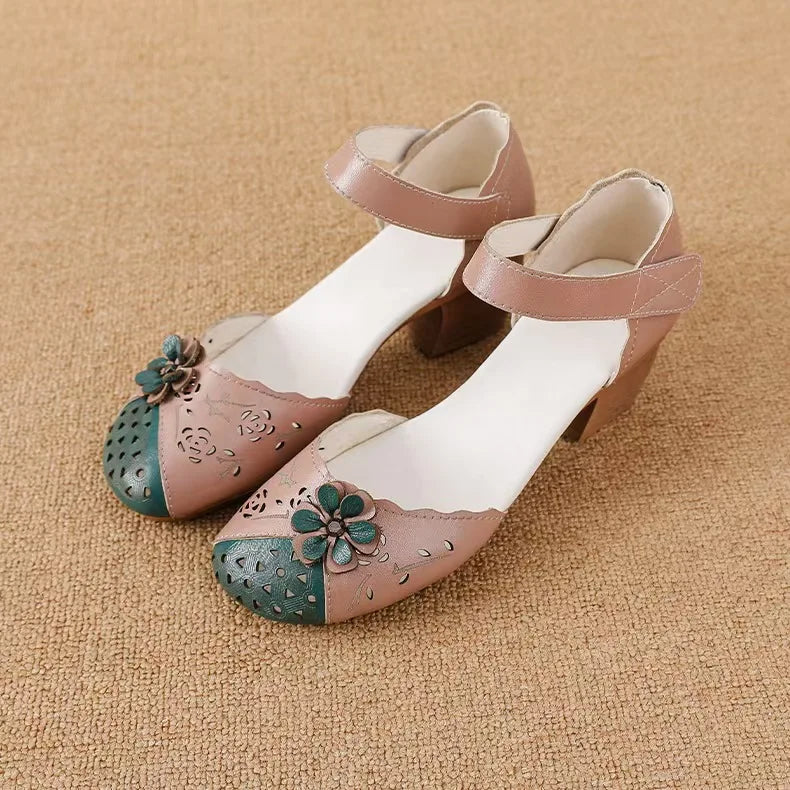 Newest gladiator summer sandals women's big size 43 woman real leather sandals ladies patchwork strap Non-slip flats