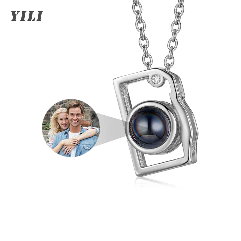 Custom Picture Necklace Personalized Photo Projection Necklace Camera Pendent Necklace Customized Picture Memorial Jewelry Gifts