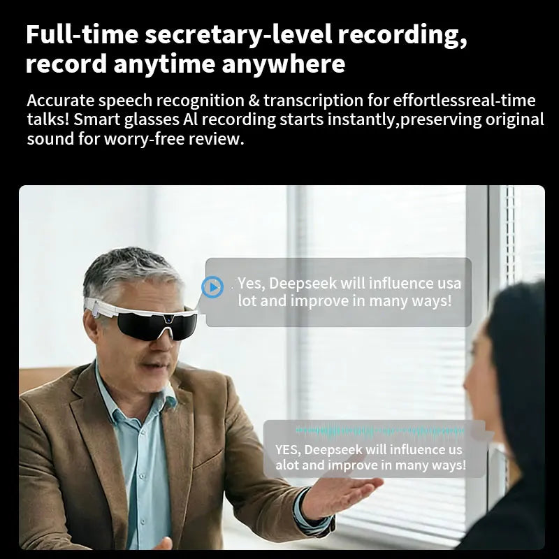 LIGE AI Smart Glasses 800W HD Anti-shake Camera Action Capture Goggles 3D Surroud Sound AI Chat Call Cycling Sports Sunglasses