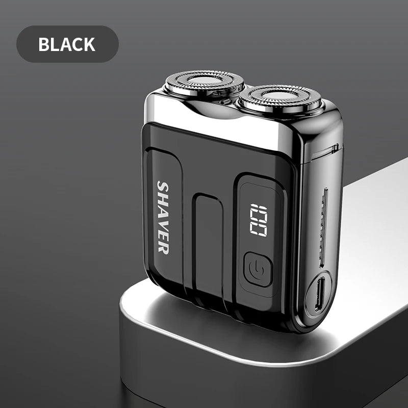 Mini Electric Smart Shaver Household Car Shaver Digital Display Dual Blade Rechargeable Shaver Powerful Beard Trimmer Tool