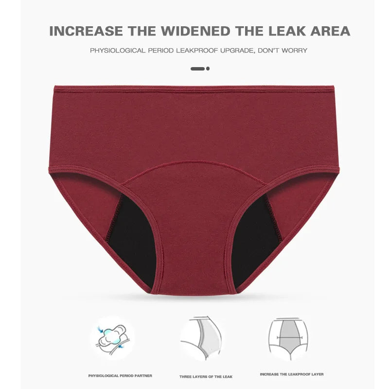 4pcs Women physiological Underwear Lady Large Size Mid Waist Panties Girl Brief Breathable Panty Plus Size Female Period Panties