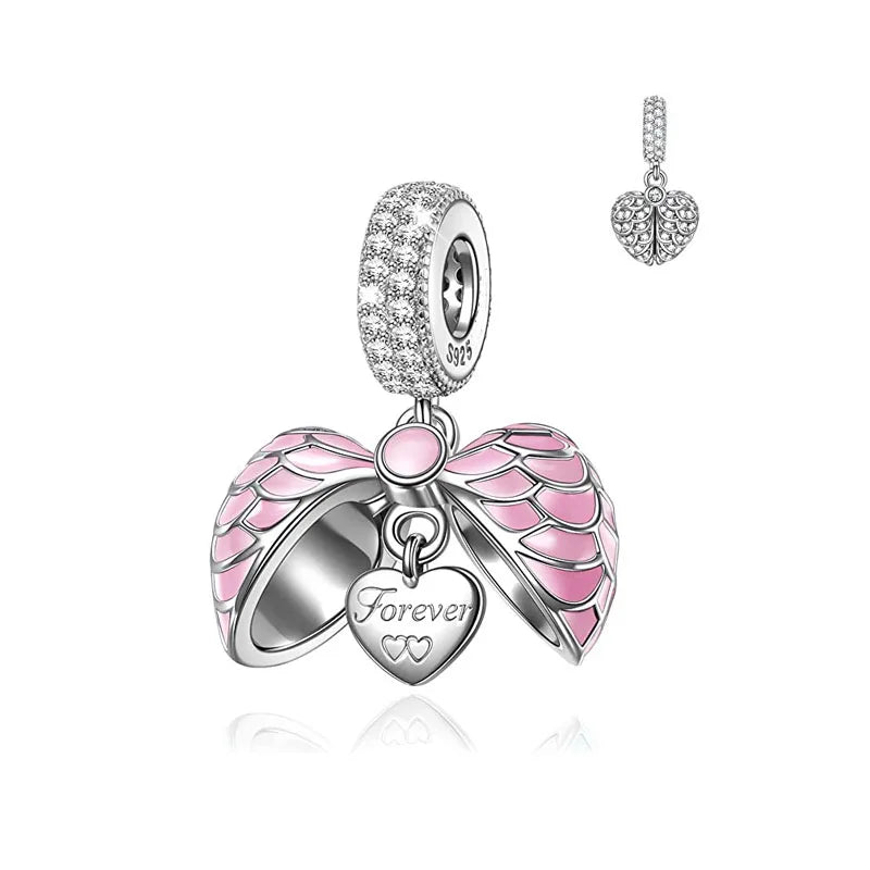 Hot Selling 925 Silver Sibling Daughter Heart-Shaped Charm Bead Suitable For Original European Bracelet DIY Women's Jewelry Gift