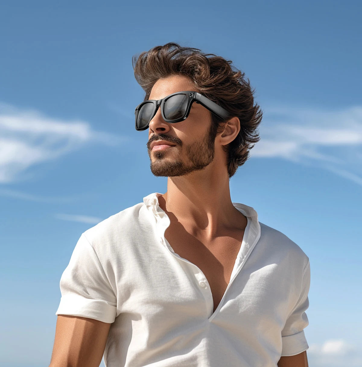 AI Smart Glasses with Camera 4K HD Video and PhotoCapture Real-TimeTranslation Voice Recording Open-Ear Audio Object Recognition