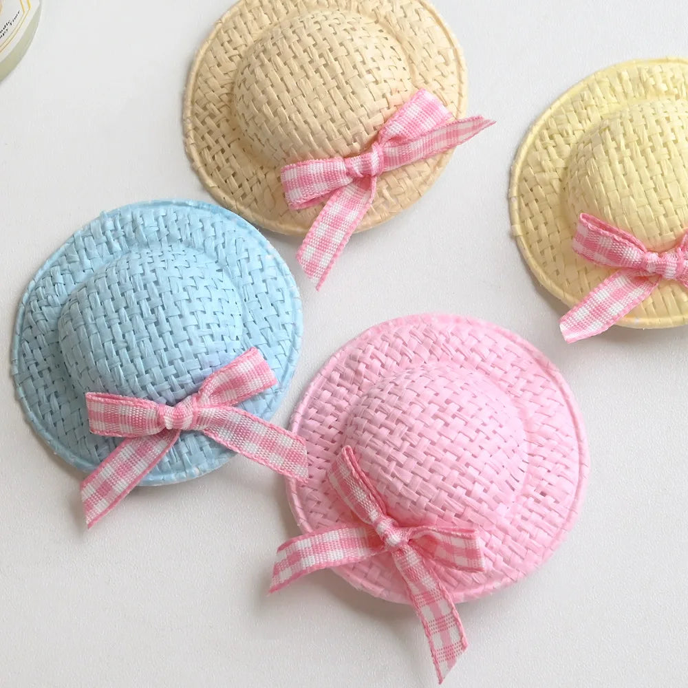 Creative Hair Clips Summer Cute Woven Straw Hat Hairpins for Baby Girl Sweet Kids Barrettes Fashion Hair Accessories пучки волос