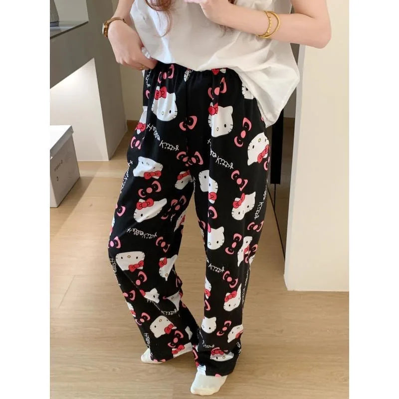 New Y2K Hello Kitty SpiderMan Sleeping Pants Anime Pajama Pants Soft Casual Pants Cartoon Home Trousers Couple Gift