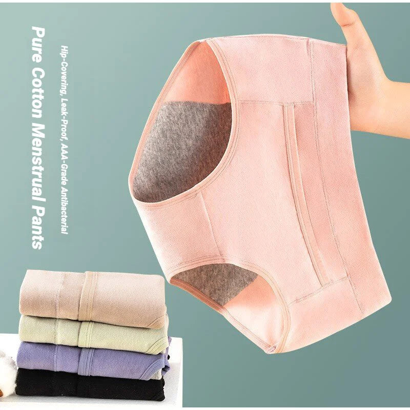 4PCS Women'S Menstrual Panties High Waist Cotton Briefs Lingerie Physiological Pants Leak Proof Underwear Ladies Period Panty