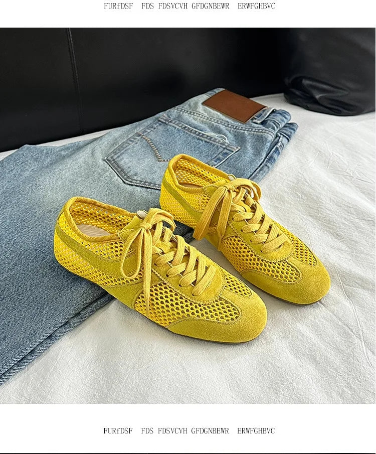 Women Sneakers 2026 Summer German Training Shoes Mesh Breathable Genuine Leather Shoes For Women Sports Casual Tennis Shoes