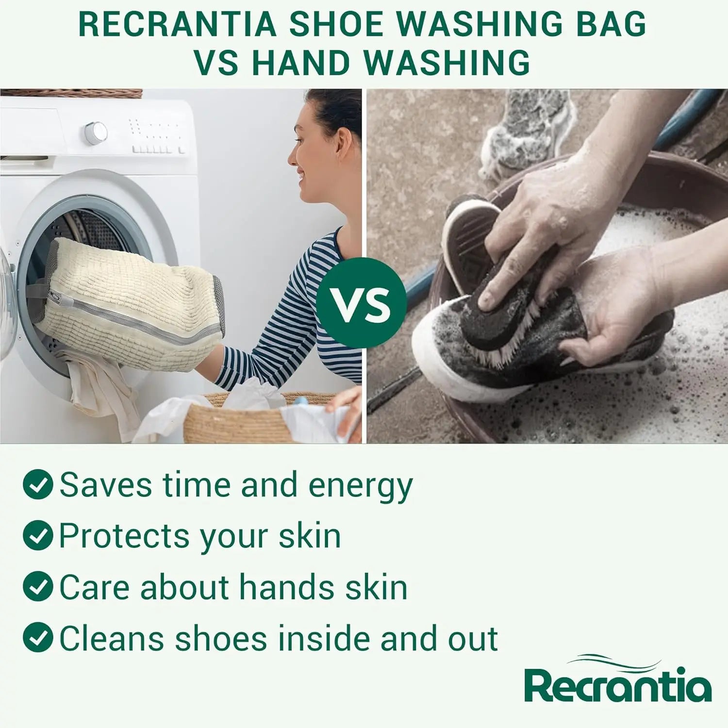 1Pcs Shoe Washing Machine Bag, Sneaker Laundry Bag for Washing Machine Extra Long and Thick Microfibre Fluff Reusable for Washer