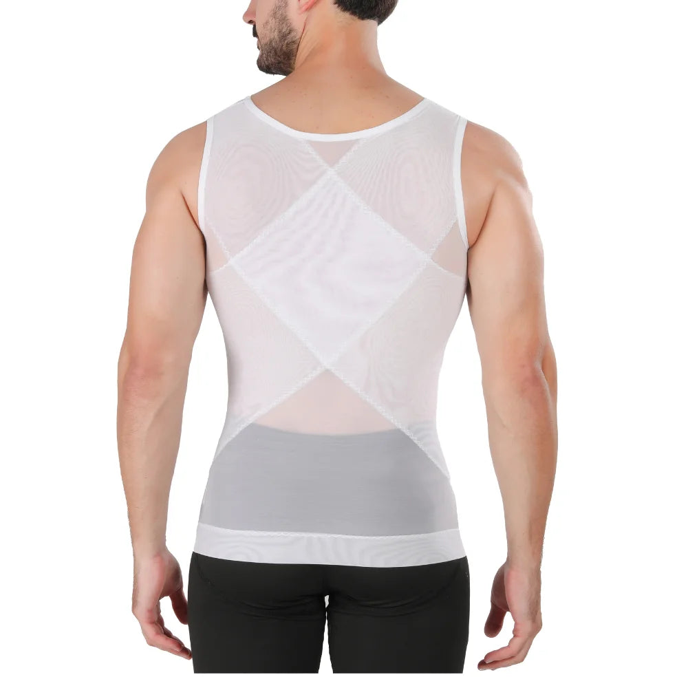 Men's Chest compression shirt to hide gynecomastia moobs slim chest slim belly tank top for Summer