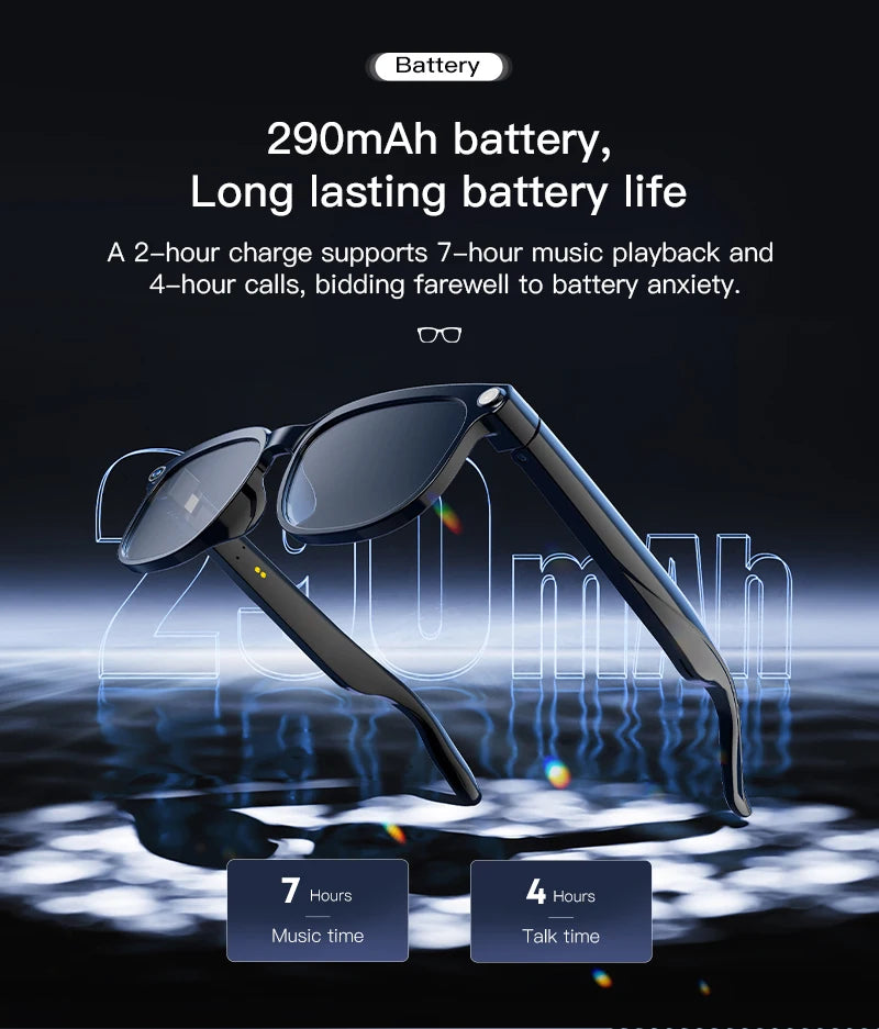 2026New AI Smart Glasses Men Women 800W HD Camera Bluetooth Call 100+Languages Translation Voice Control Music Player Sunglasses