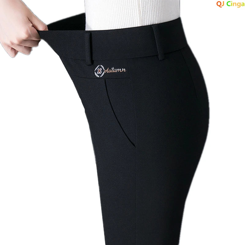 2026 New Women's Black Stretch Suit Pants, Fashion Purple Slim Trousers Green Brown Pantalones 27-34