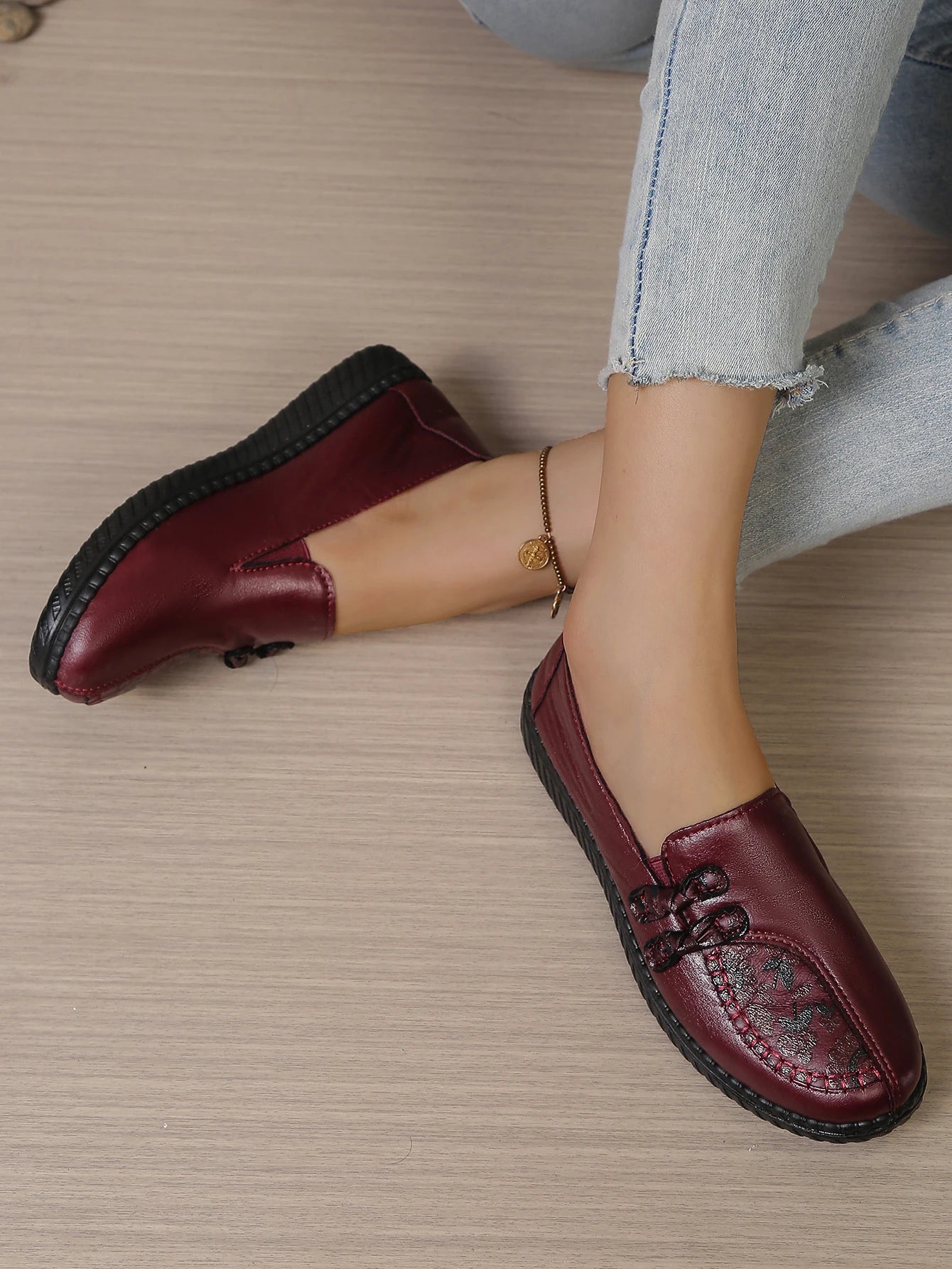Women's shoes, mom's casual shoes, leather flat shoes, best-selling, elegant and comfortable loafers, free shipping shoes