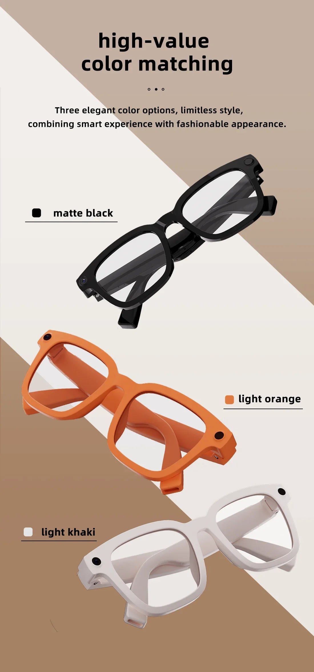 AI Smart Glasses 800W Camera Recording AI Photo Recognition BT Call Real Time Translation Voice Assistan Sunglasses Men Women