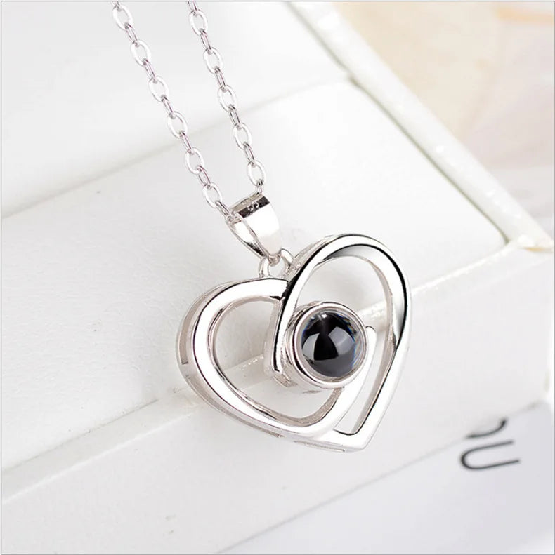 Valentine's Day Gift Photo Custom Projection Necklace Lock Shaped Projection Necklace Lover Family Wife Husband Memory Gift