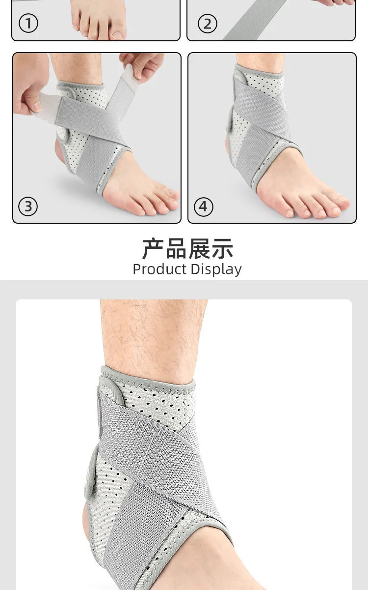 Ankle Support Brace for Sports Men Women Anti Sprain Adjustable Compression Sleeve Professional Stabilizer for Hiking Recovery
