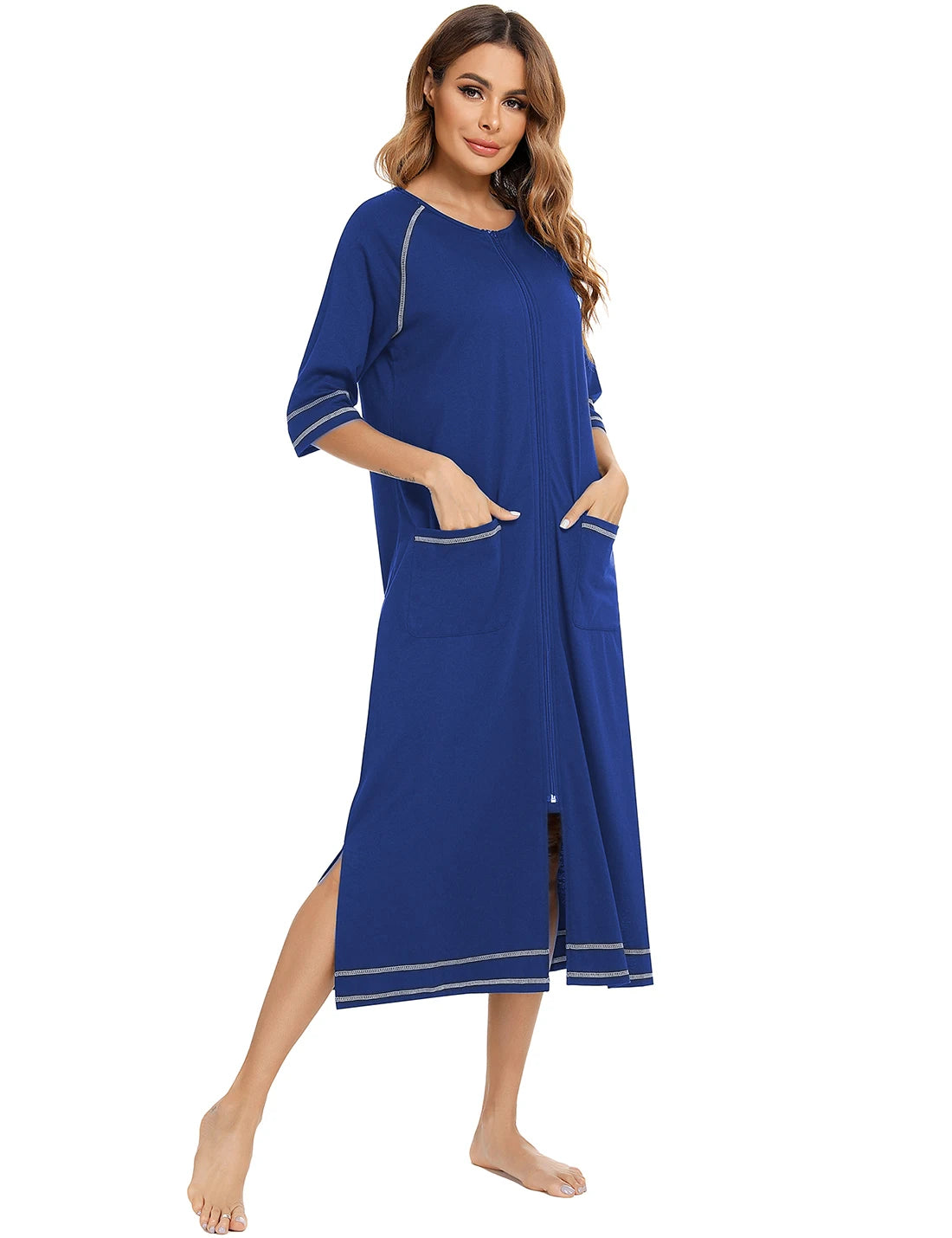 Zipper Women Sleepwear Pajama Maternity Dress 3/4Sleeve Nursing Baby Breastfeeding Nightdress Pregnancy Dress пижама хлопок