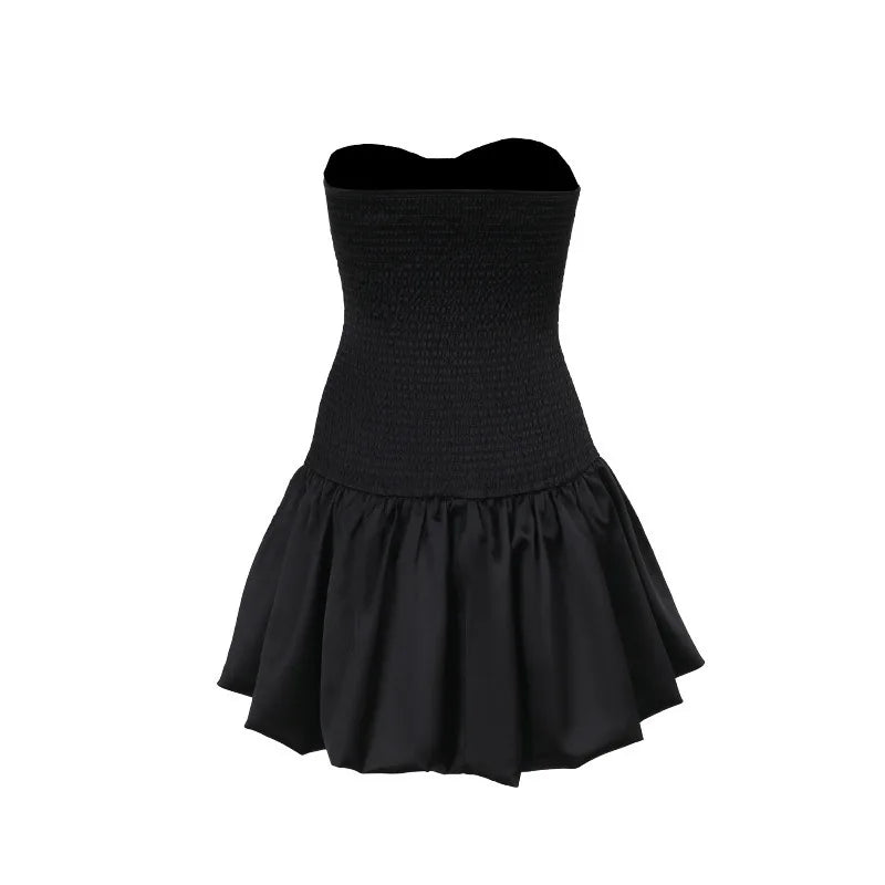 Mozision Off-shoulder Backless Sexy Mini Dress For Women Robe Fashion Solid Strapless Sleeveless A-line Slim Sexy Club Dress