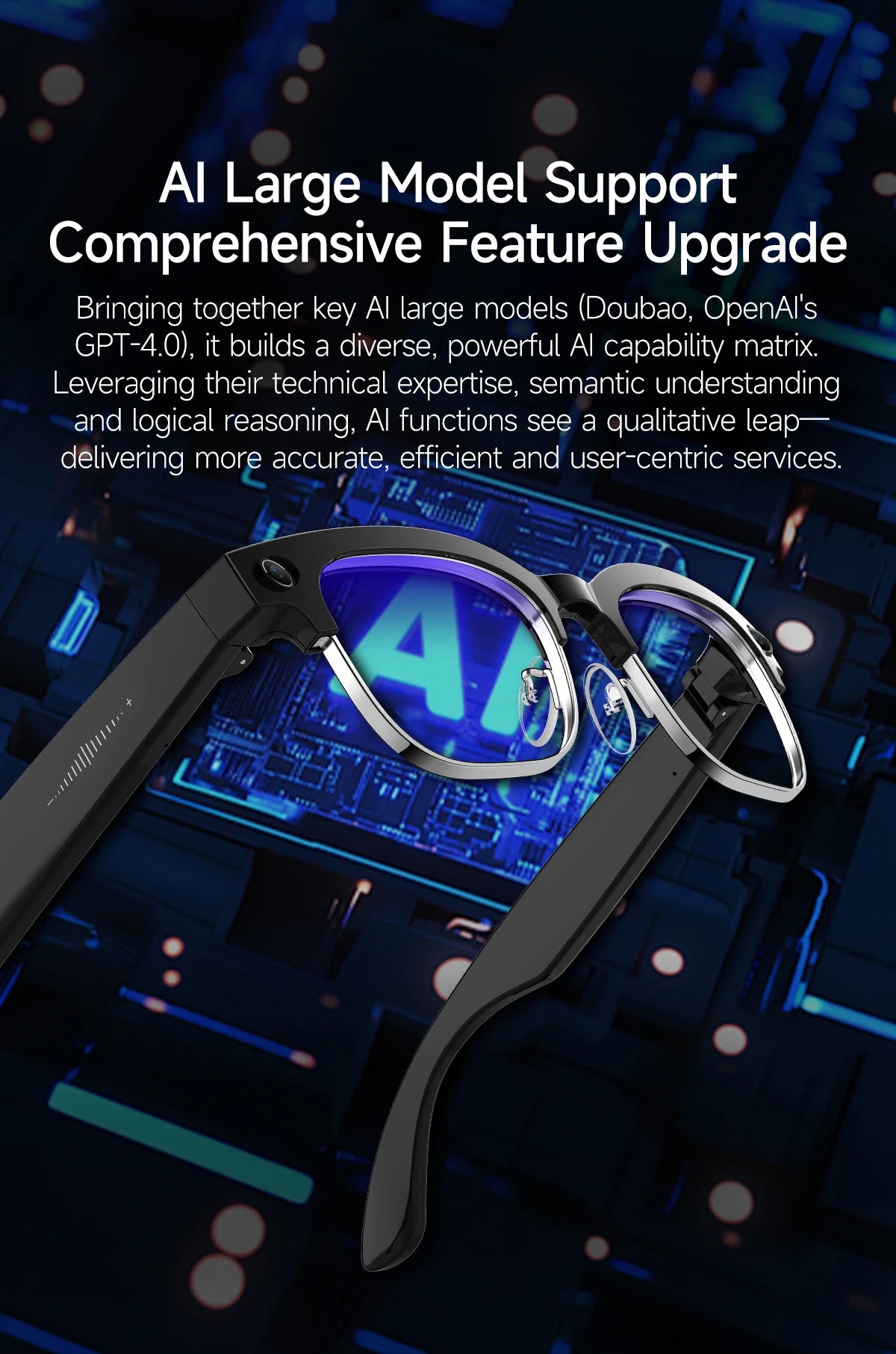 New HOT Business Smart Glasses Men 800W 4K HD Camera 1080P Shooting Action Capture AI Chat Call Waterproof Windproof Sunglasses