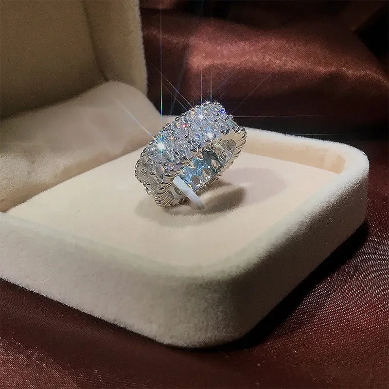 Elegant Female  925 Sterling Silver Big Water Drop Zircon Stone Ring Finger Rings for Women Promise Love Valentine's Day Gifts