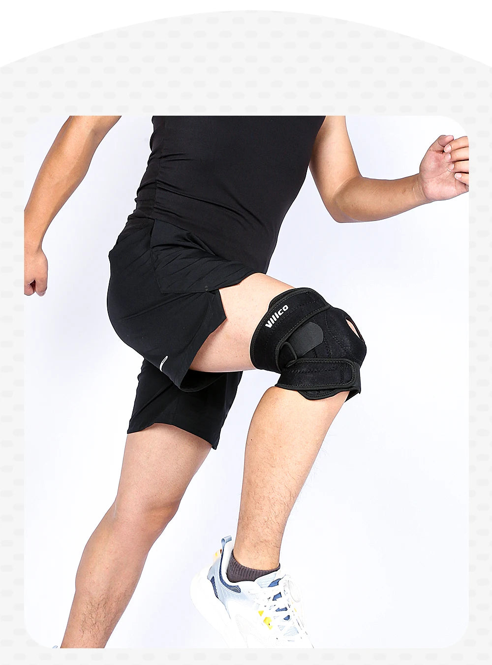 Knee Brace with Side Stabilizers Breathable Adjustable Knee Support Suitable for Sport Training and Knee Pain