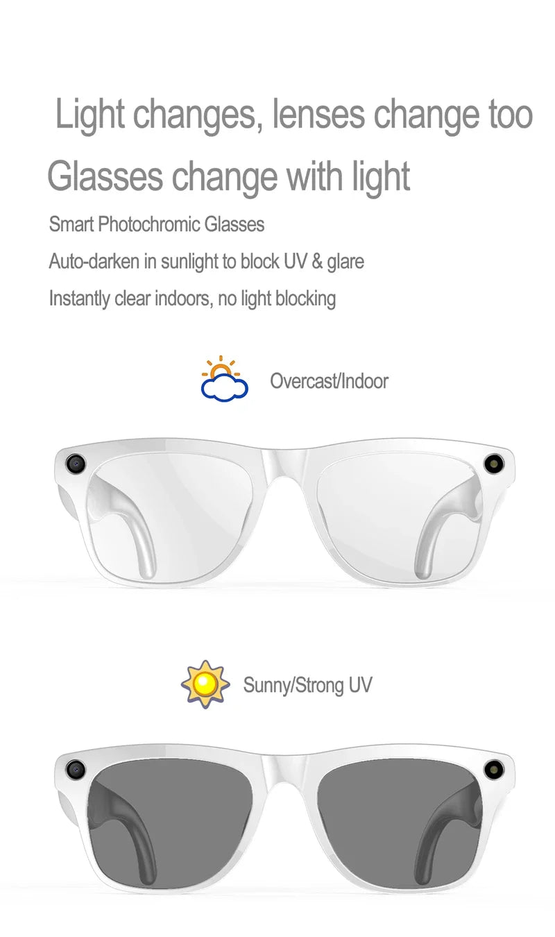 6K HD AI Camera Glasses 800MP Photochromic Multifunctional Smart Glasses Bluetooth Calling Photo Video ChatGPT Music Translation