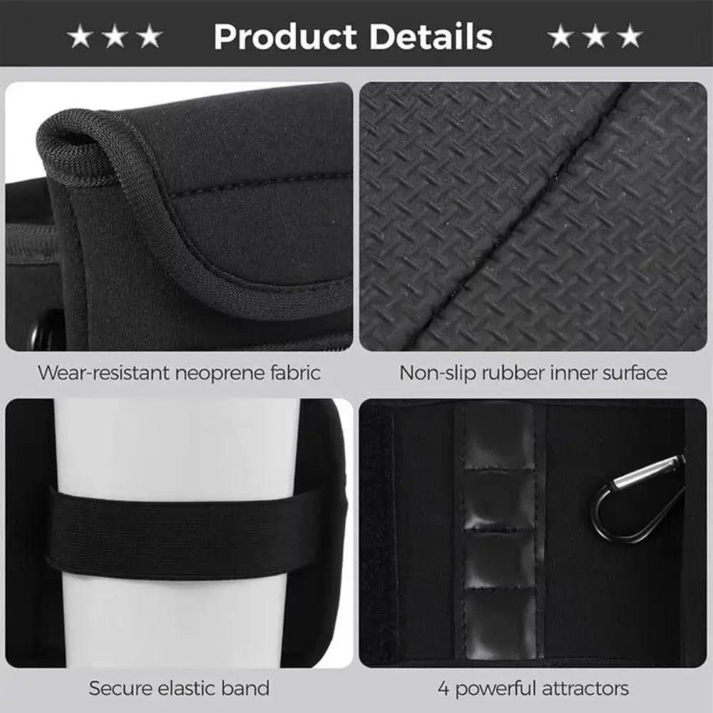 Magnetic Gym Water Bottle Bag Holder Built-in Magnet Easy Attachment to Metal Surface Magnetic Bottle Sleeve Pouch