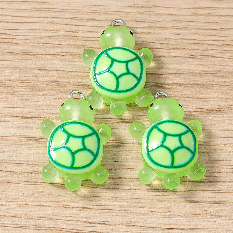 10pcs 16x25mm Cartoon Animal Charms Candy Colors Resin Turtle Charms Pendant for Jewelry Making Earrings Necklace DIY Craft Gift