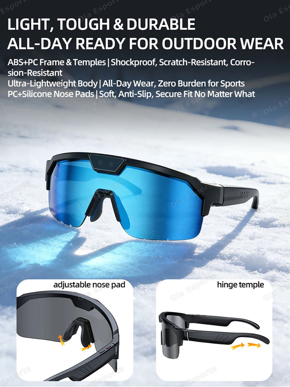 2026 New AI Smart Shooting & Recording Glasses with 800W Camera HD Anti-shake Bicycle Riding Shooting Artifact Windproof Goggles