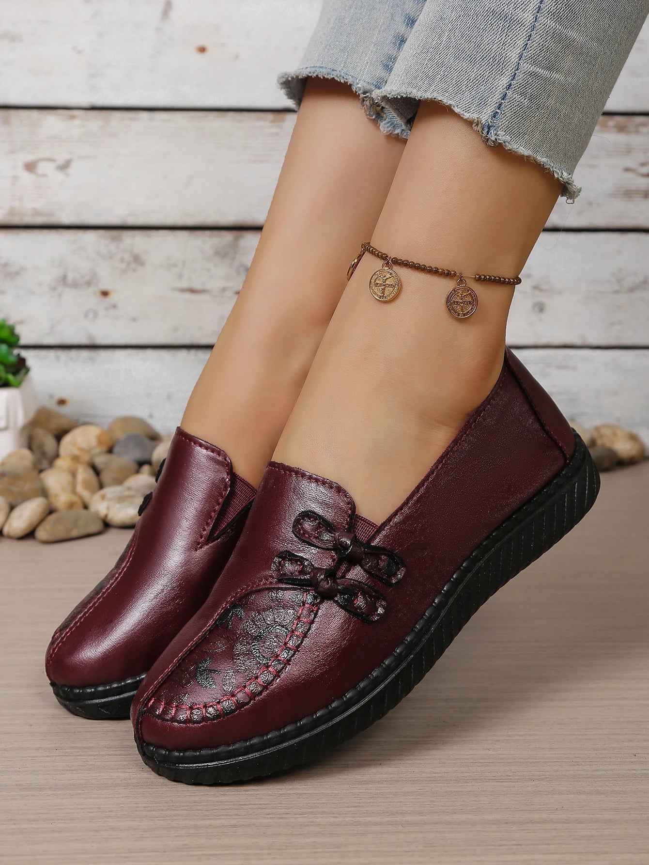 Women's shoes, mom's casual shoes, leather flat shoes, best-selling, elegant and comfortable loafers, free shipping shoes