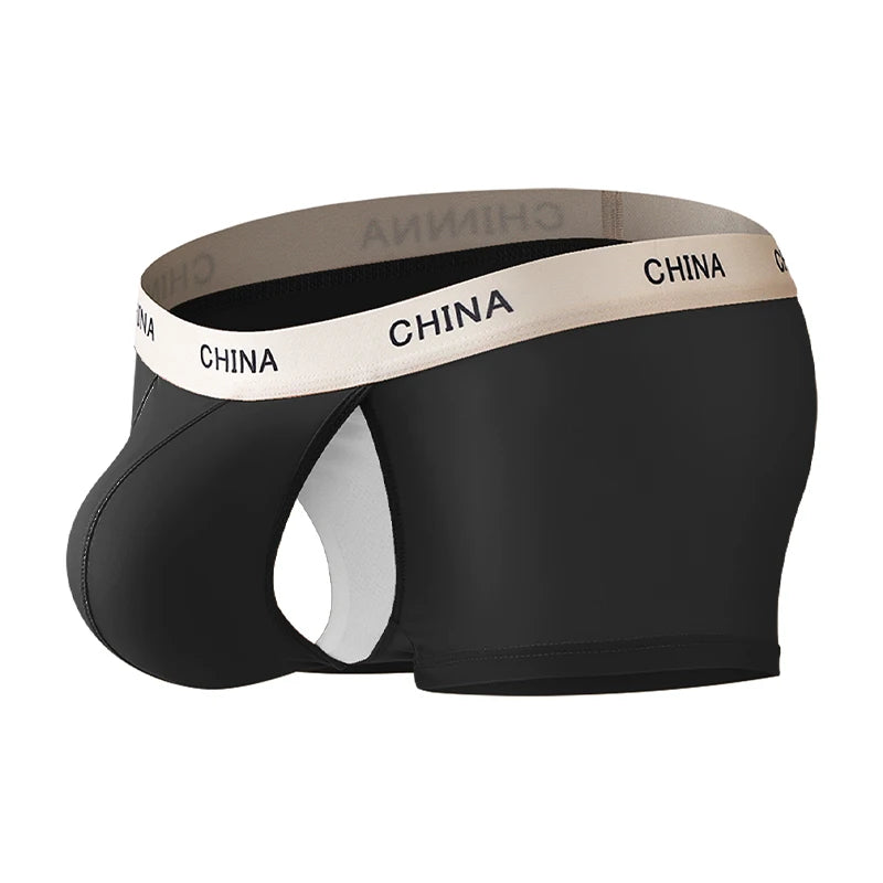 Open Front Underwear Men Sexy Men's Boxer Shorts Panties Breathable Pouch Bulge Underpants Male