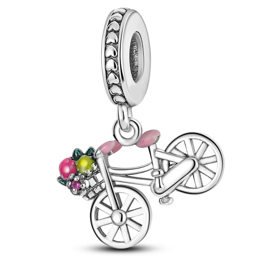 Dinglly 2pcs/lot Cartoon Animal Beads Pacifier Squid & Robot Charm Fit DIY Bike Airplane Beaded Bracelet Handmade Accessory Gift