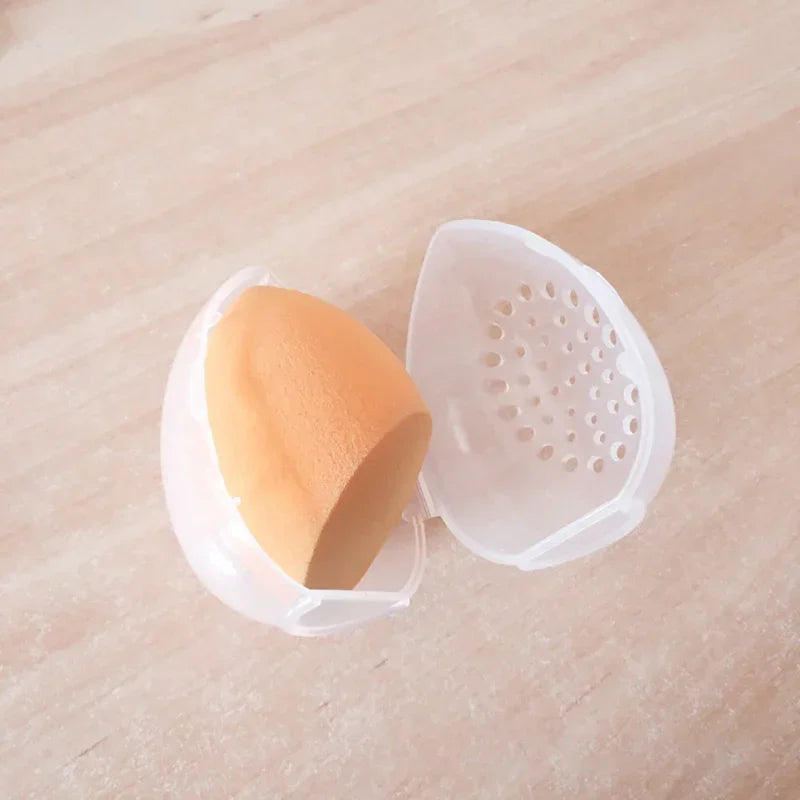 Makeup Sponge Storage Case Makeup Sponge Puff Holder Stand Empty Cosmetic Egg Shaped Rack Transparent Puffs Drying Box New 2022