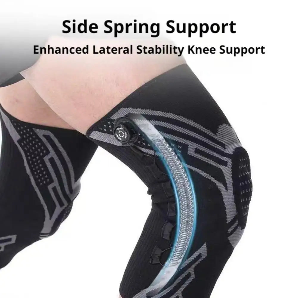 Knob Adjustable Knee Brace 360 Degree Protection Spring Lateral Support Anti-Slip Silicone Pads Breathable Knee Sleeve