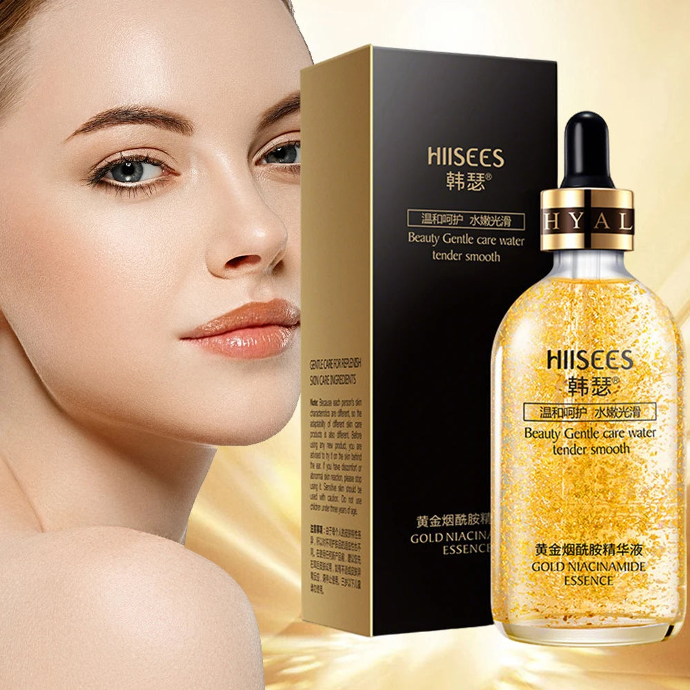 30ml Gold Niacinamide Essence, 24K Gold Face Serum for Hydrating & Brightening, Gentle Skin Care for Tender Smooth Radiant Skin