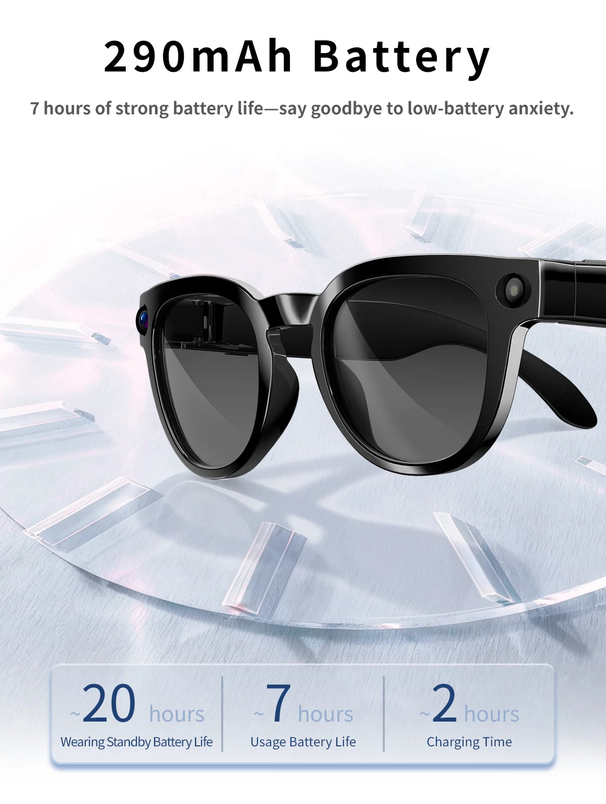 2026AI smart glasses HD 800W anti-shake camera AI dialogue real-time translation IP67waterproof Bluetooth audio smart sunglasses