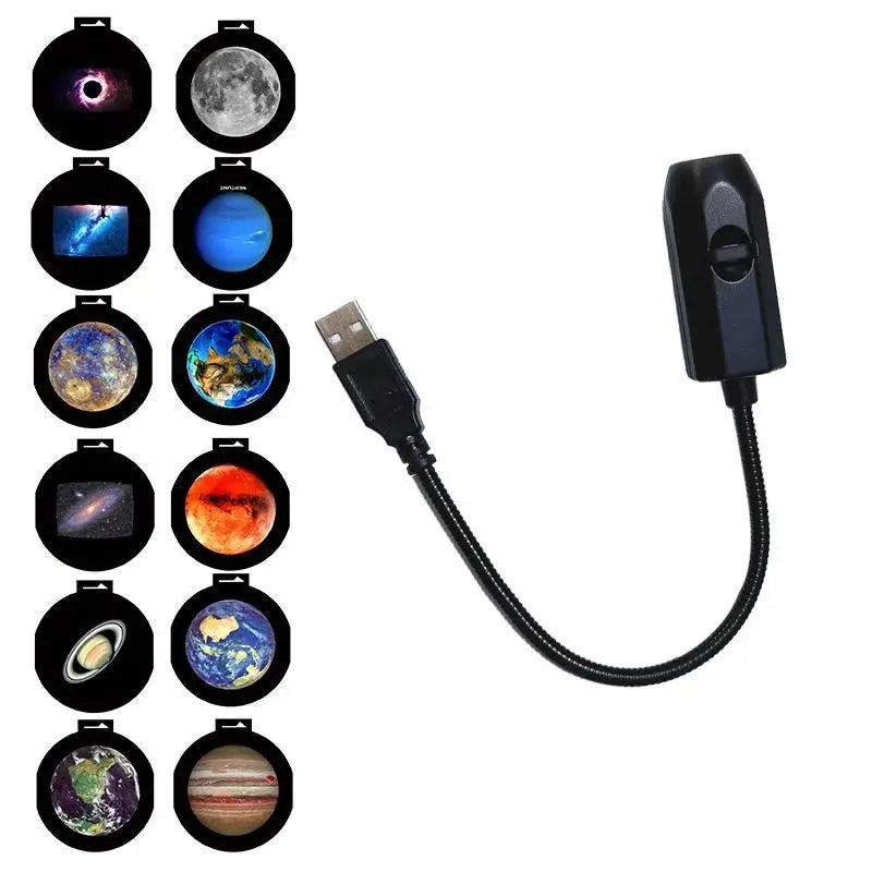USB Galaxy Star Projector Lamp, Moon Earth Ceiling Projection Night Light Romantic Starry Sky Atmosphere Light Bedroom Decor