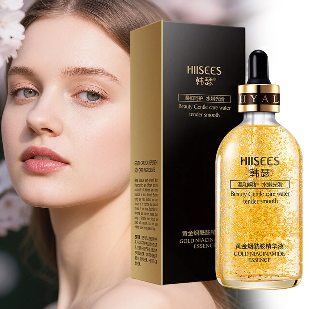 30ml Gold Niacinamide Essence, 24K Gold Face Serum for Hydrating & Brightening, Gentle Skin Care for Tender Smooth Radiant Skin