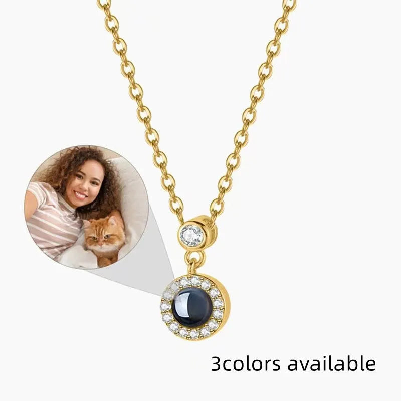 Valentine's Day Gift Photo Custom Projection Necklace Lock Shaped Projection Necklace Lover Family Wife Husband Memory Gift