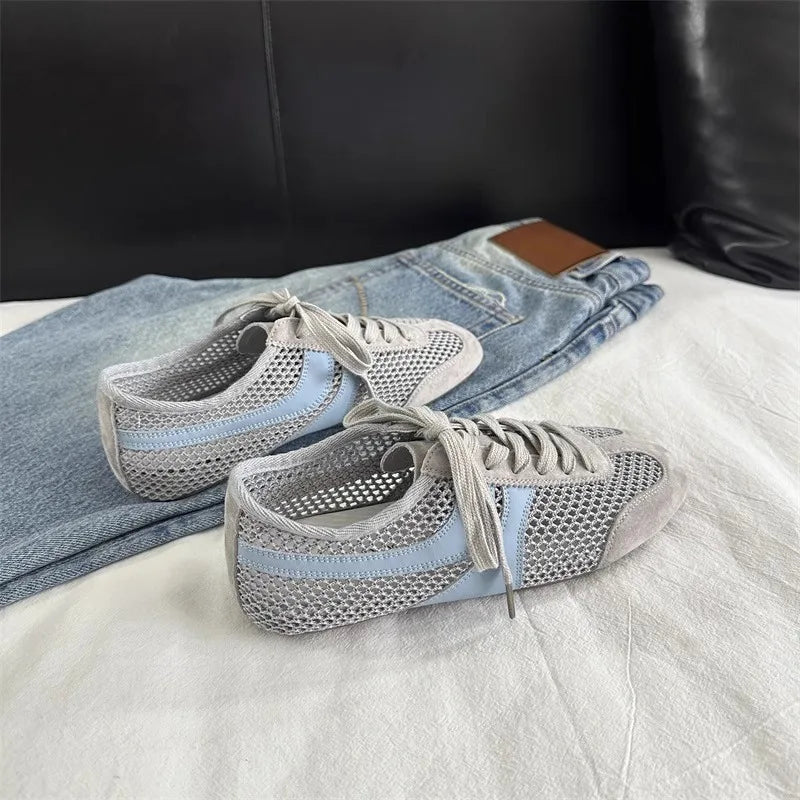 Women Sneakers 2026 Summer German Training Shoes Mesh Breathable Genuine Leather Shoes For Women Sports Casual Tennis Shoes