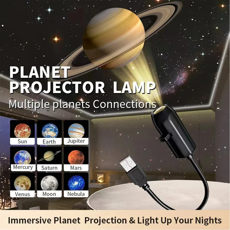 USB Ceiling Moon Earth Projection Atmosphere Light Starry Sky Lamp Night Light Romantic Bedroom Decoration Galaxy Projector